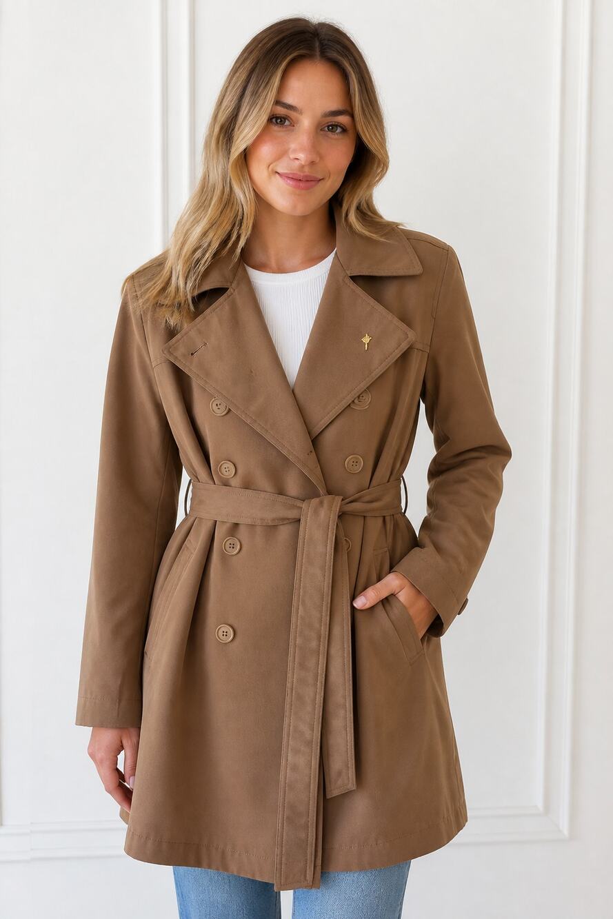 Gallery Medium dark green Double-Breasted Trench Coat - Picture 1 of 12
